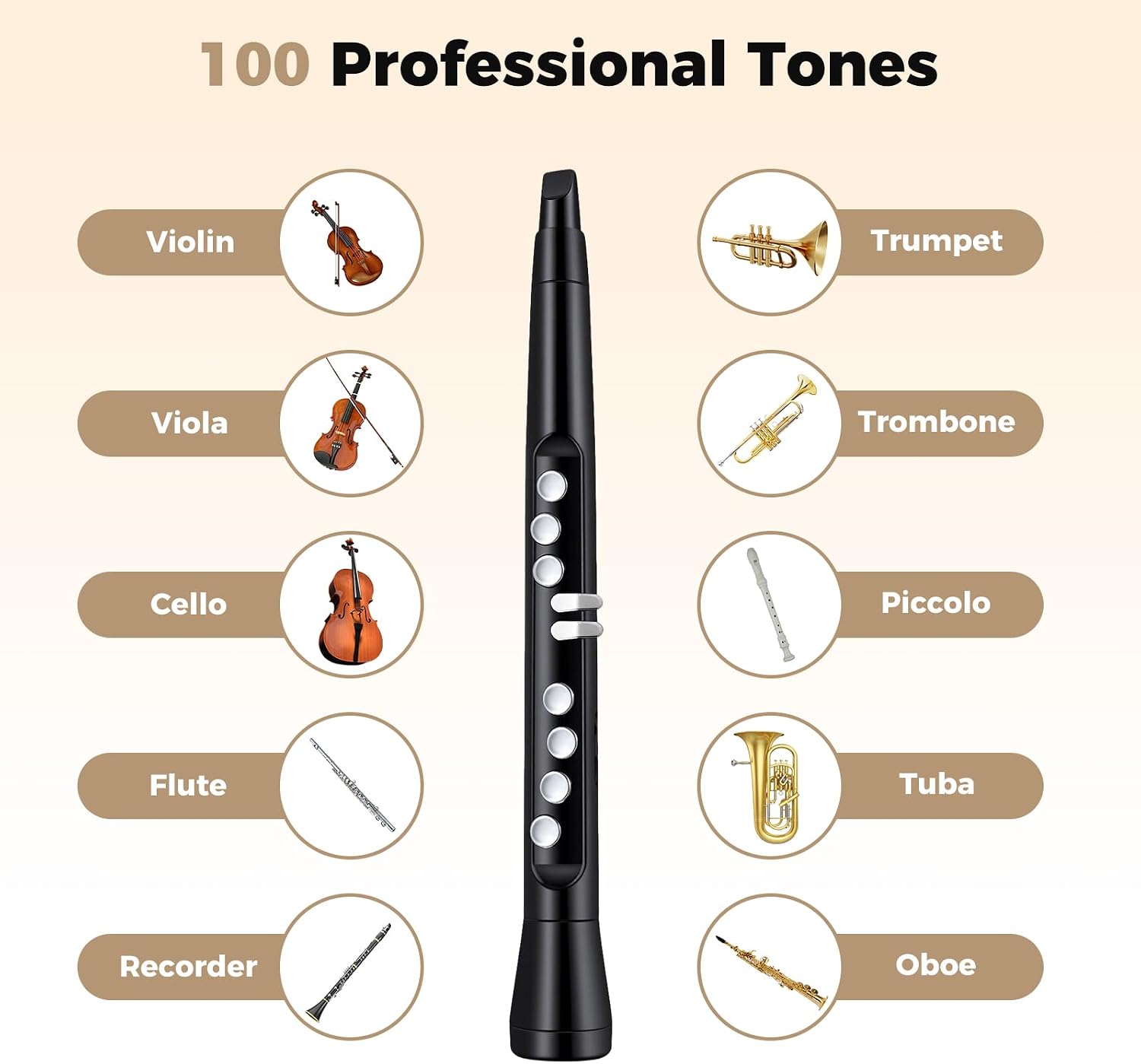 Costzon Electronic Wind Instrument, Portable Mini Digital Electric Saxophone with MIDI, 100 Tones, 3W HIFI Speaker, 4-Octave Range & 2 Fingerings, Rechargeable EWI Synthesizer for Beginners Adults