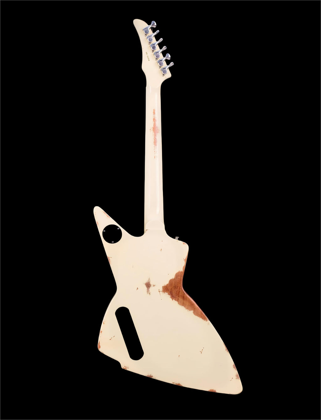 KGD Relic Electric Guitar-6-String Heavy Metal Guitar with Bone Nut, Professional Electric Guitar for Adults(Black&White)