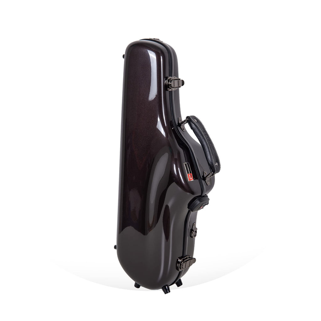 Crossrock Pro-Grade Straight Soprano Saxophone Case | Crimson Red Gloss, TSA Lock, Elite Protection, Detachable Backpack Straps, Accessory Pocket for Professional Musicians