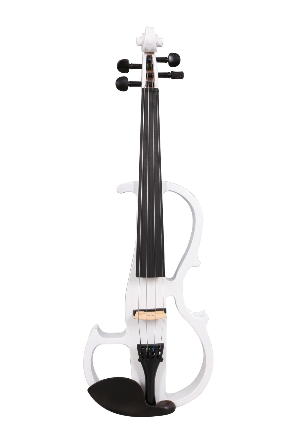Vetimobato Electric Violin 4/4 Full Size Solid Wood Silent Violin Set for Adults Beginner Practice Electric Fiddle with Ebony Fittings Hard Case & Bow(4 String White)