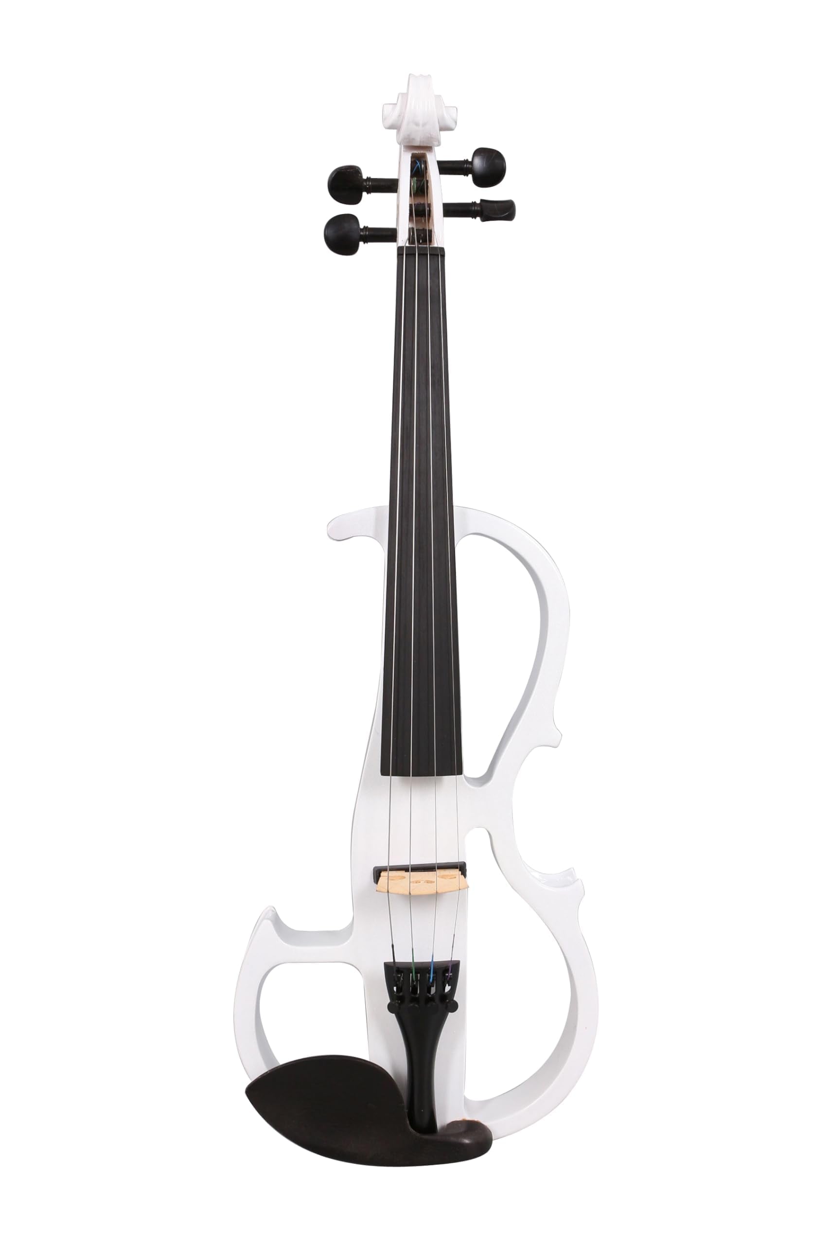 Vetimobato Electric Violin 4/4 Full Size Solid Wood Silent Violin Set for Adults Beginner Practice Electric Fiddle with Ebony Fittings Hard Case & Bow(4 String White)