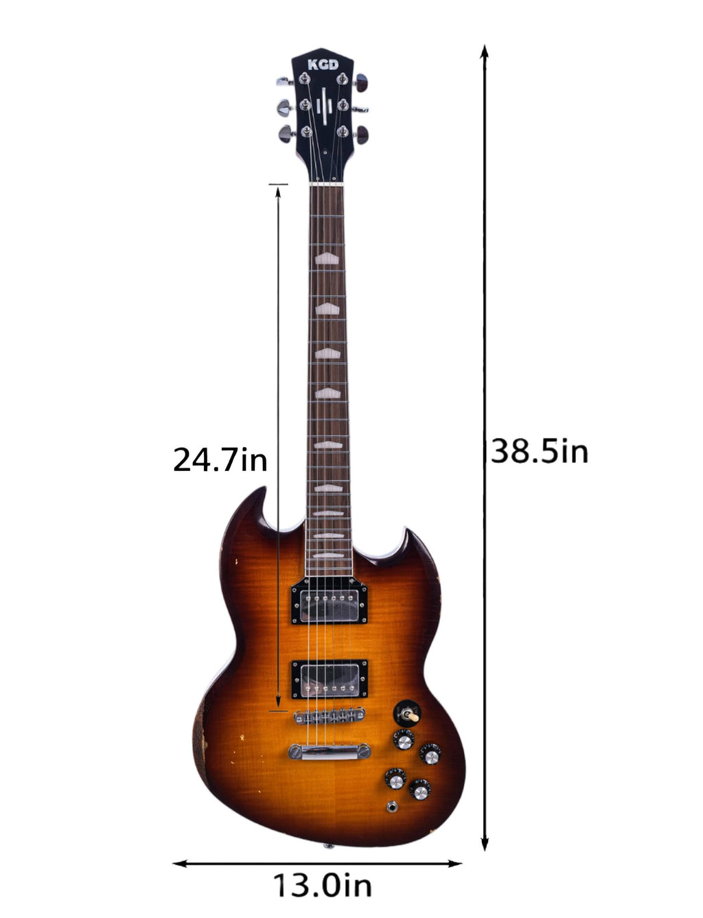 KGD Relic Electric Guitar,Solid Body Electric Guitar With Mahogany Body and Neck,Rosewood Fingerboard,Bone Nut,SG style 6-String Guitar,Professional/Electric Guitars for Adults