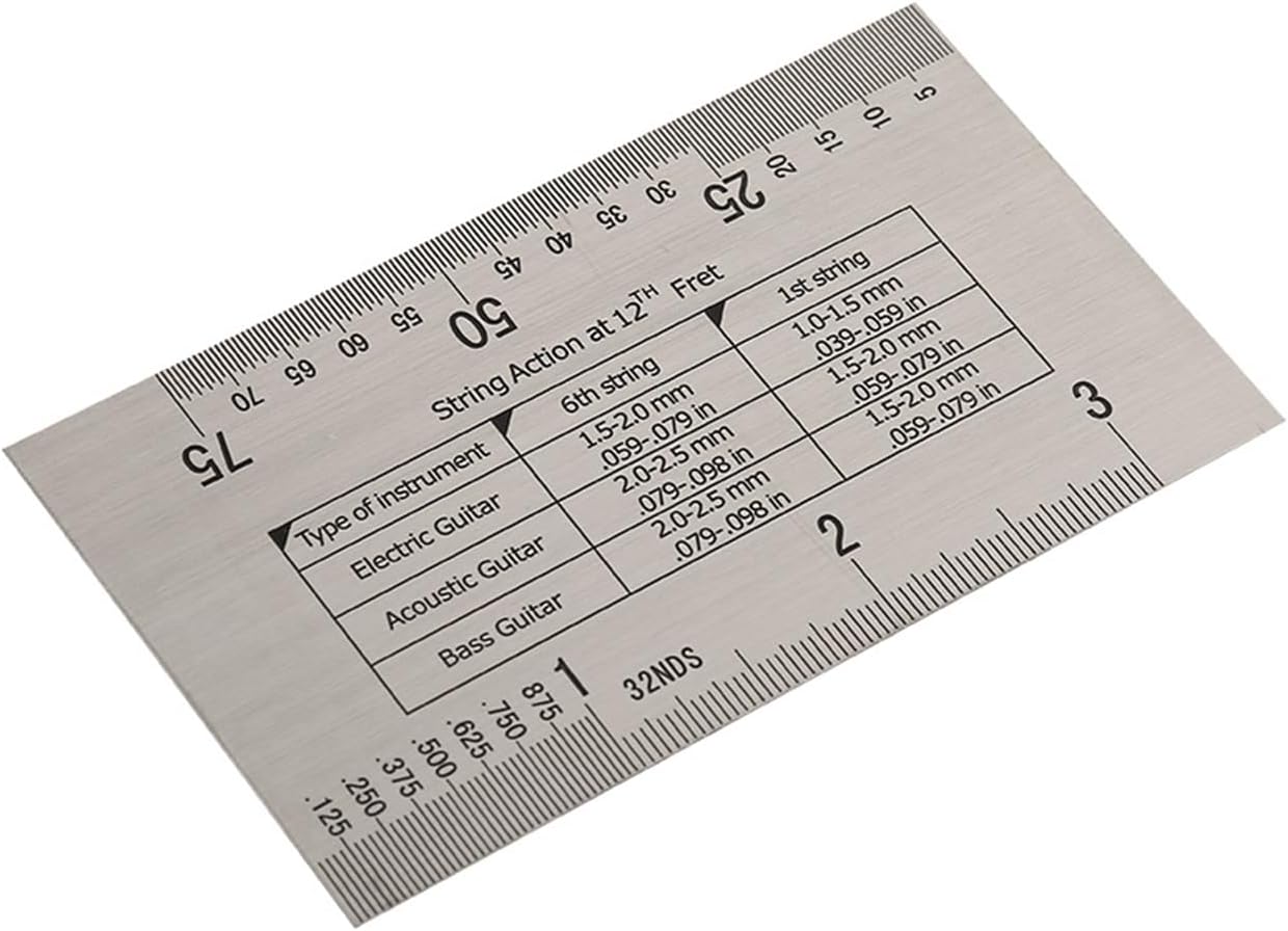 String Action Gauge Ruler, Guitar String Gauge Tool with Fret Protectors Set for Guitar Bass Instruments