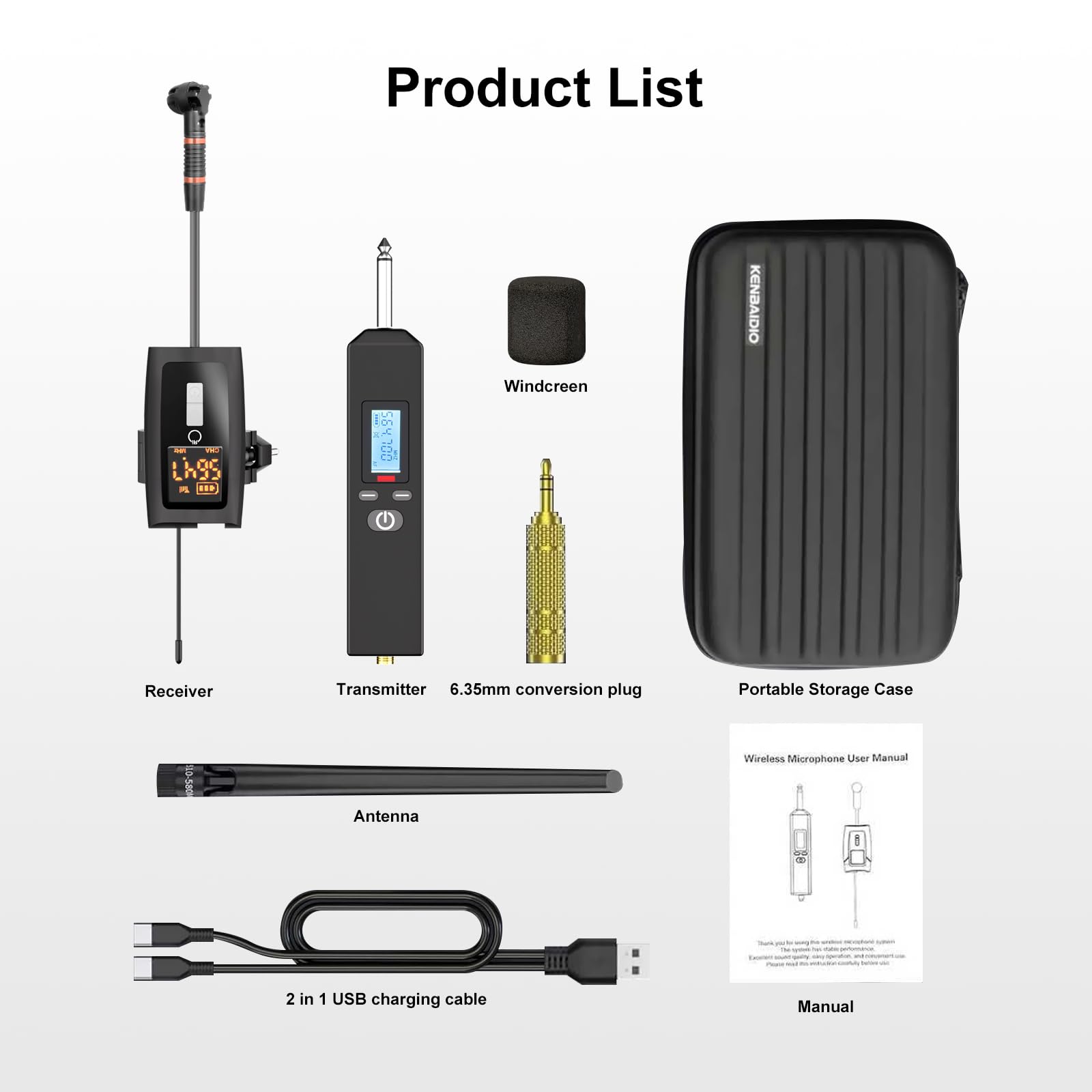 UHF Wireless Violin Cello Microphone System Violin Pickup Clip-on Instrument Microphones with Transmitter and Receiver for Musicians, Teachers, Stage Performances, Active PA Systems, 196ft Range