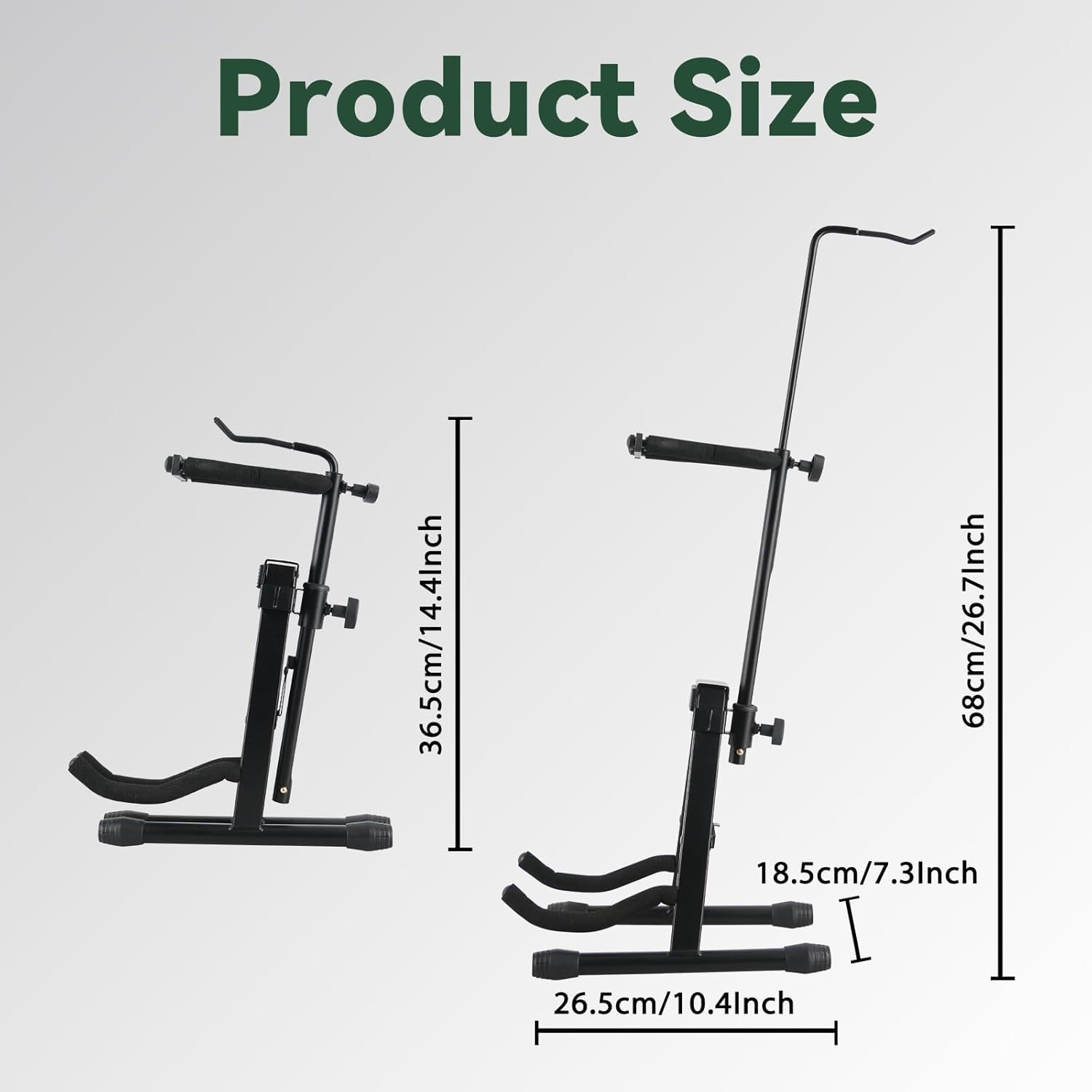 ROWELL Violin Stand Violin Stands with Bow Holder Foldable Portable Viola Stand Height Adjustable Violin Stand with Head Protection Lock &Anti-slip Foot Covers (Black)