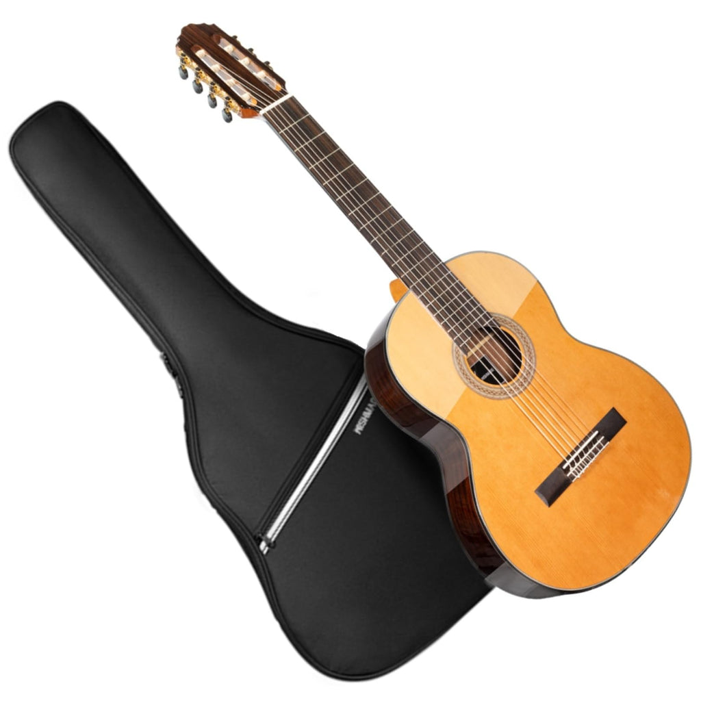 WishMade 7 String Acoustic Classical Nylon Guitar with Gig Bag | Red cedar top, rosewood fingerboard,Additional low B string for classical, jazz, flamenco, fingerstyle playing, adults