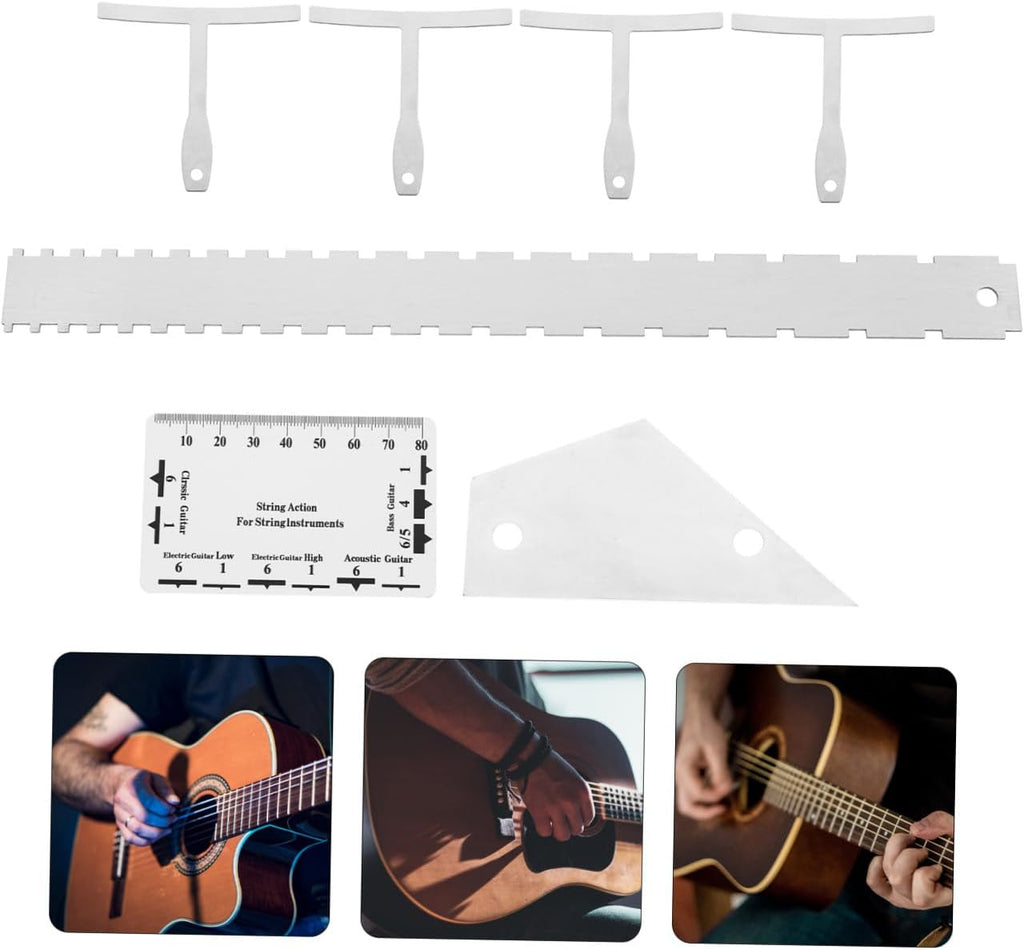 SECFOU 12pcs Guitar Radius Gauge String Action Gauge Ruler Fret Rocker Luthier Tools Kit Complete Set for Acoustic Electric Guitars
