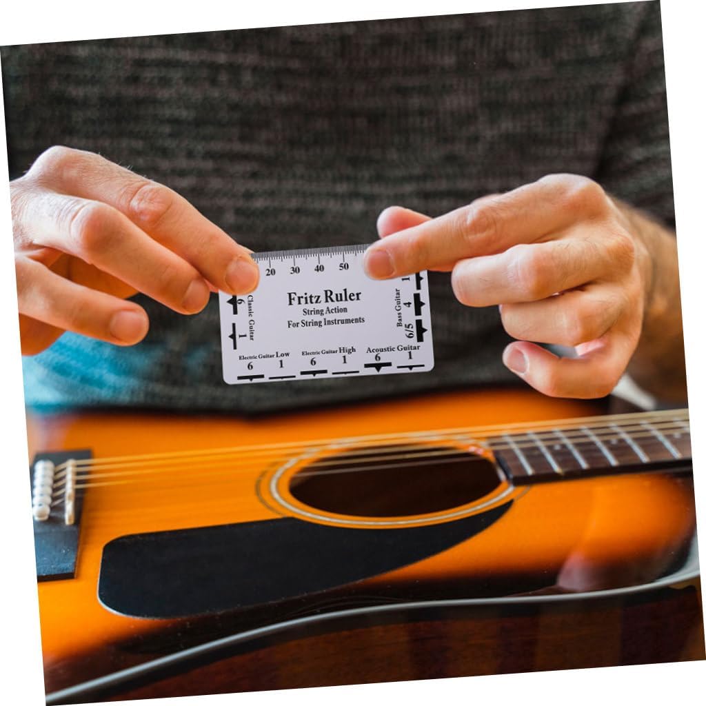 2Sets Guitar Luthier Measuring Tools Notched Straight Edge String Action Gauge Ruler Durable for Accurate Neck Measurement Fretboard Flatness