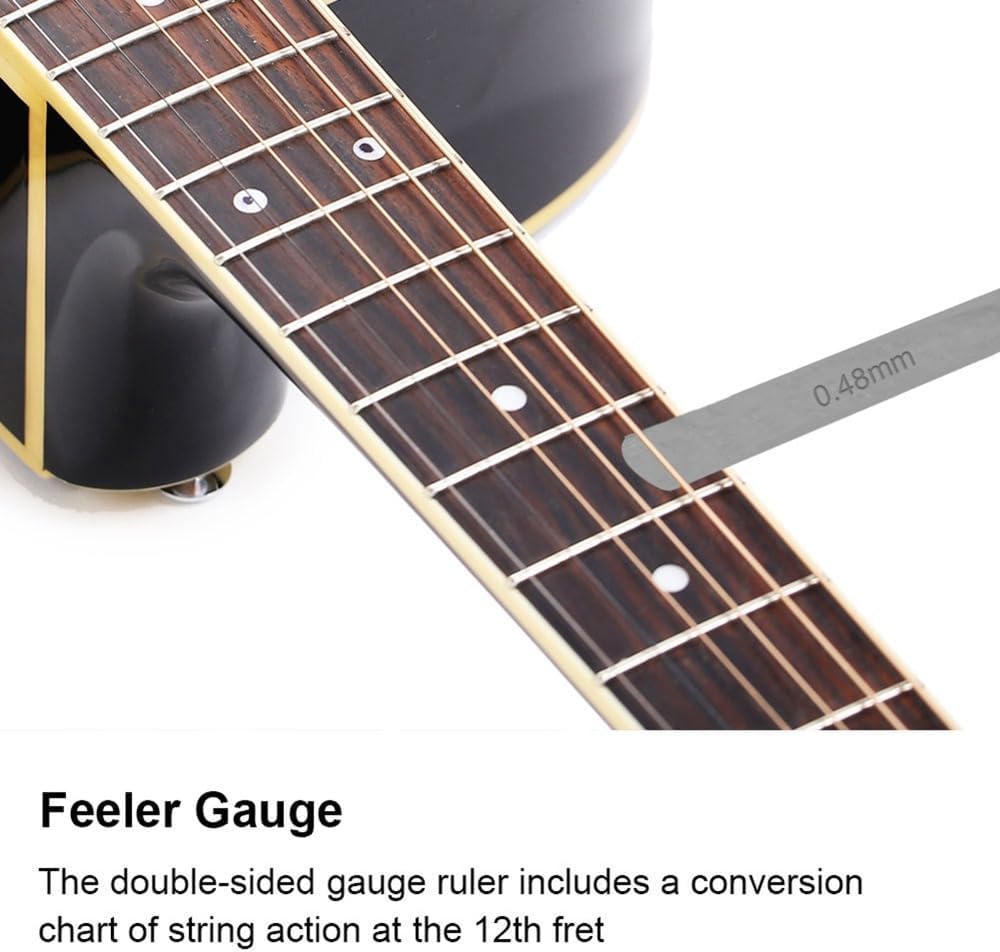 Guitar Setup Tool Kit, String Action Gauge Ruler with 32 Piece Feeler Gauges and 2 Piece Fingerboard Fret Protector Guards