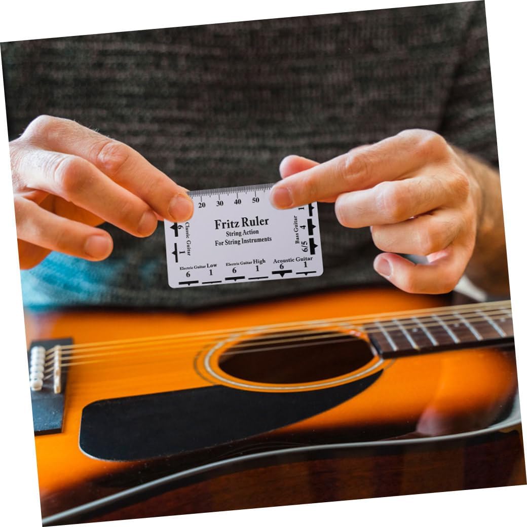 BESPORTBLE 2Sets Electric Guitar String Action Gauge Notched Straight Edge Ruler for Precise Fretboard Measurements Durable Design for Guitar Technicians