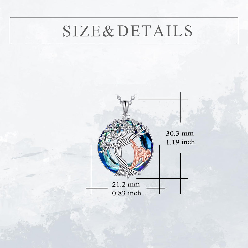 YFN Tree of Life Necklace Sterling Silver Crystal Jewelry Graduation Birthday Gifts for Women