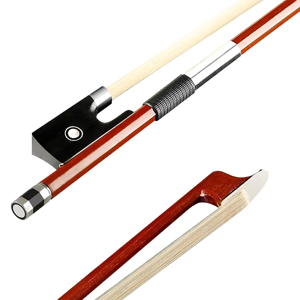 AMZZ Professional 1/2 Violin Bow – Brazilwood, Ebony Frog, White Horsehair, Handmade & Balanced for Students & Advanced Players