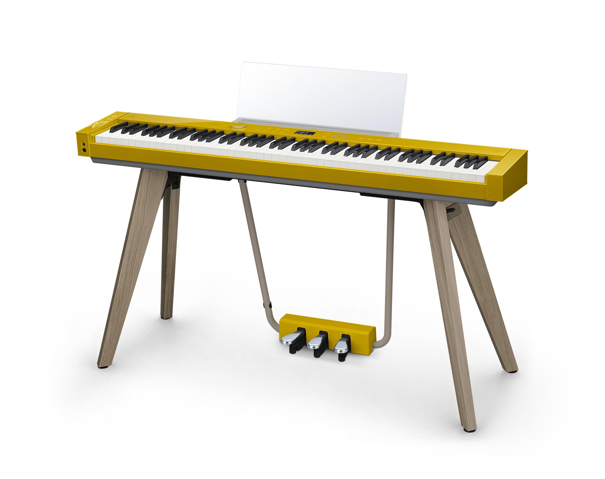 Casio Privia PX-S7000 Portable Digital Piano w/88 Hybrid Weighted Keys, 400 Tones, Touch Sensor Controls, Stand w/ 3 Pedals, Bluetooth, USB, AC Adapter, 32W Speakers, Harmonious Mustard (PX-S7000HM)