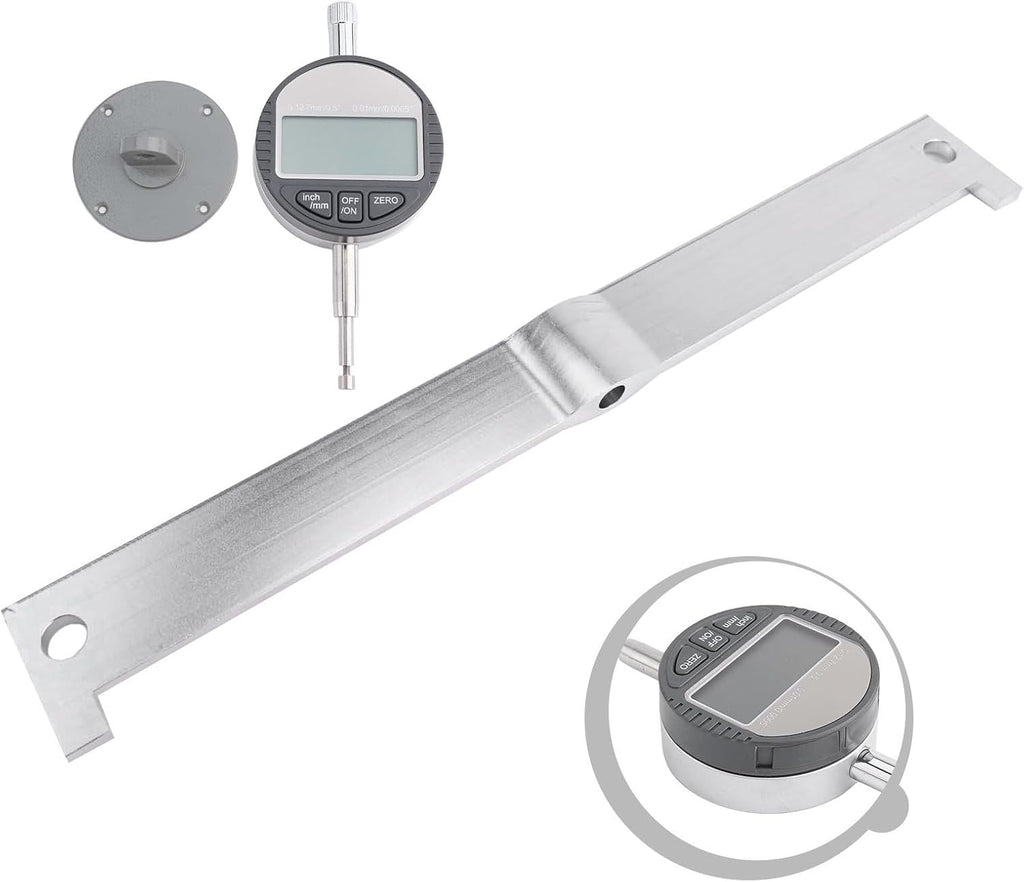 Digital Fretboard Radius Gauge and Guitar Neck Leveling Tool for Luthier Setup and Repair, Electric and Bass Guitar Action Ruler, String Instrument Calibration Kit, Silver Metal