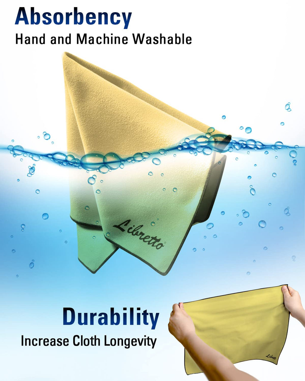 Libretto Microfiber Polish Cloth, 3 Useful Sizes in 1 Pack, Violin and Cello Cleaning & Polishing Products, Blue, Lint-Free, Super Soft, Gift, for Piano, Guitar, Ukulele, Trumpet, Saxophone, Laptop