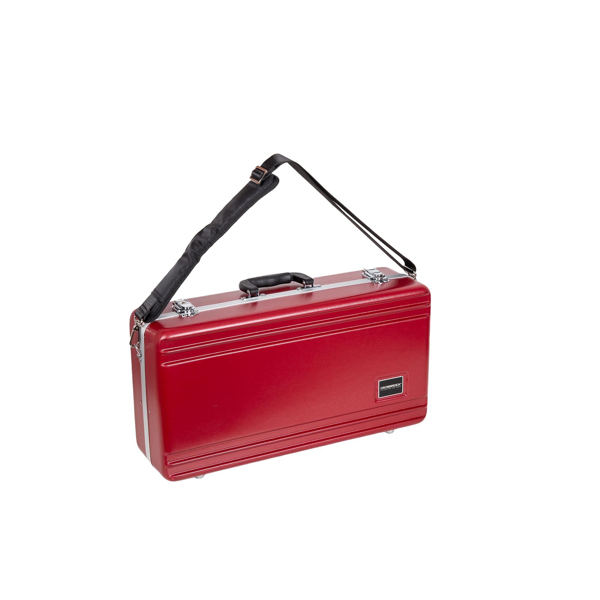 Crossrock ABS Trumpet Case for Bb Horn | Red Finish, Black Velvet Interior, Security Lock, Metal Feet & Detachable Strap