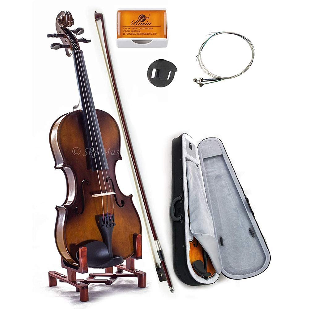 SKY 1/16 Size SKYVN201 Solid Maple Wood Violin with Lightweight Case, Brazilwood Bow, String, Rosin and Mute