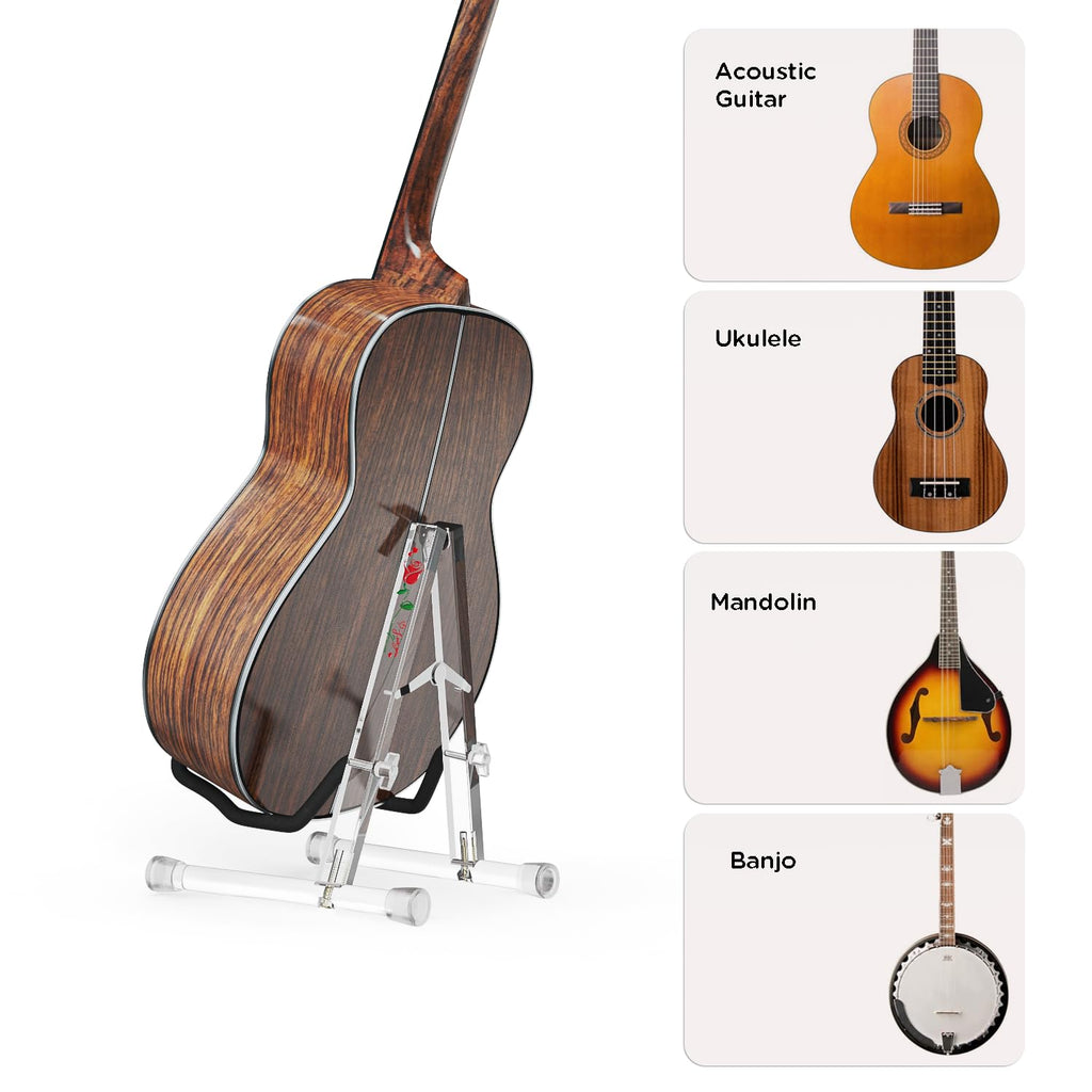 DIDA Guitar Stand, Acrylic Transparent Guitar Stand for Acoustic Guitar, Electric Guitar, Cello, Guitar Holder, Single Guitar Stand, Guitar Accessories (Merry Christmas, Electric Guitar/Cello/Bass)