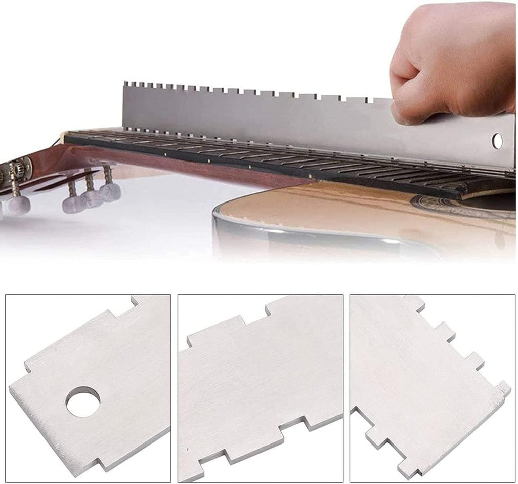 Luthiers Tool Kit Guitar Neck Notched Straight Edge String Action Gauge Ruler String Height Gauge Fret Rocker Set Up Tool for Guitar Fretboard and Frets Set of 3
