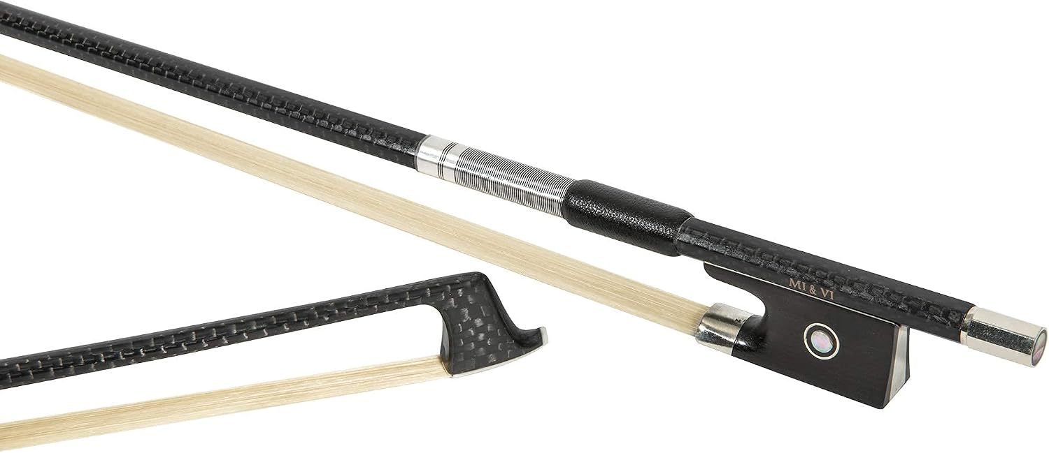 MI&VI NB-775 Professional Carbon Fiber Weave Violin Bow (Full Size 4/4) with Bow Case Included |Silver Winding Mount |Well Balanced |Perfect Weight | Mongolian Horse Hair - MIVI Music