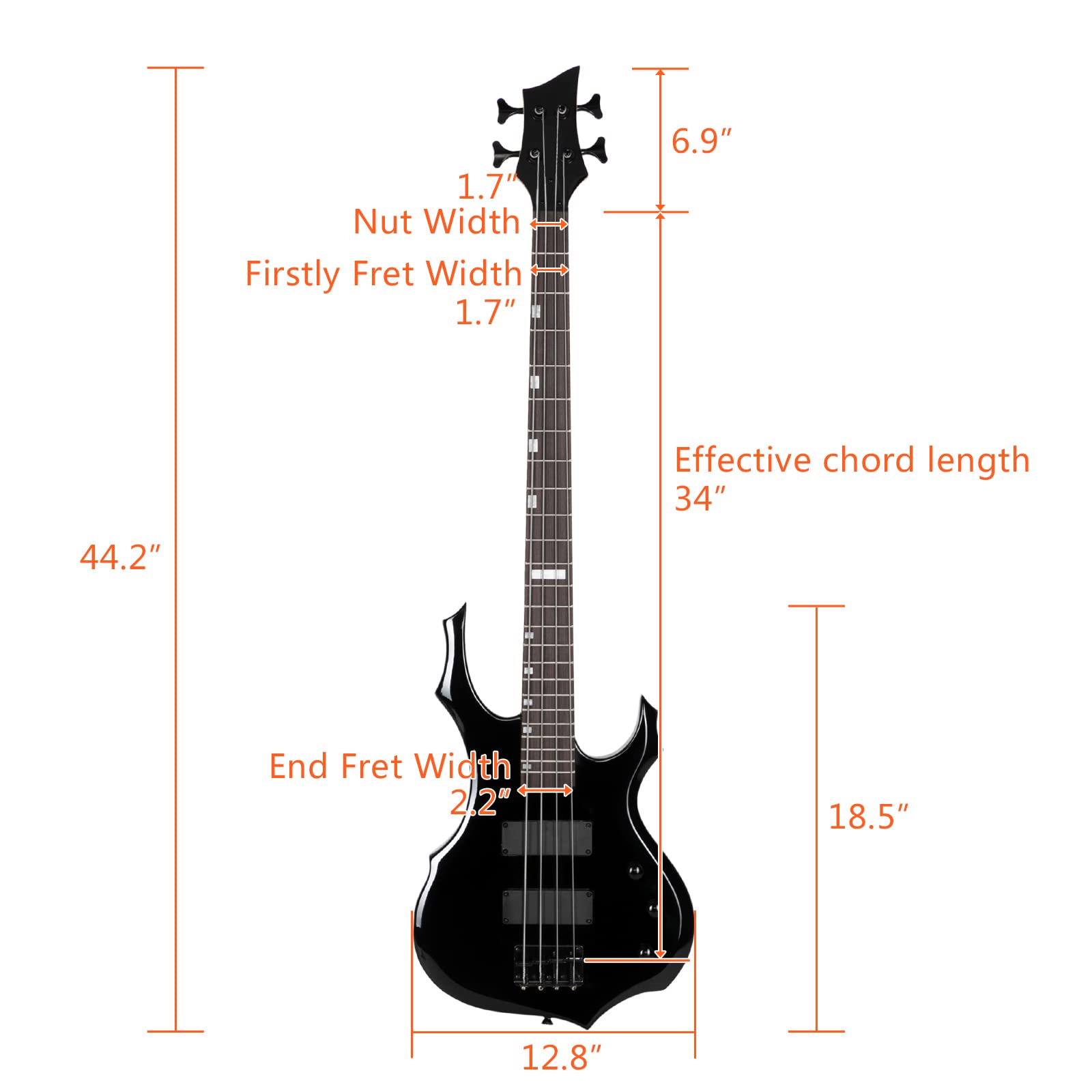 Ktaxon Electric Bass Guitar Full Size Flame Design Bass Set with 20 Watt Amplifier, Portable Bass Bag, Superior Amp Wire, Adjustable Guitar Strap, Plectrum, Wrench Tool(Matte Black)