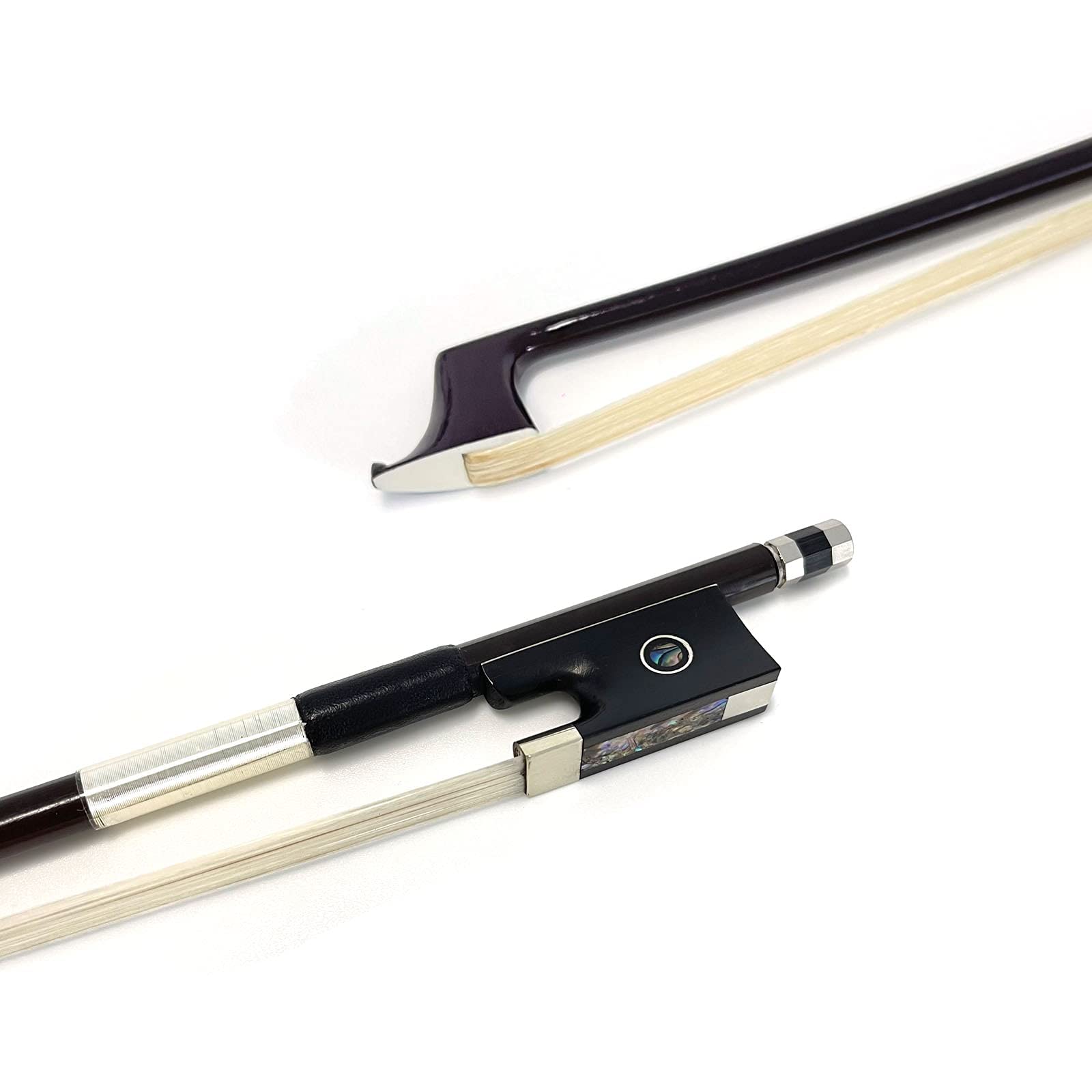 LIEKE Carbon Fiber Violin Bow 4/4 Full Size LightWeight Fiddle Bow (4/4 size, Black)