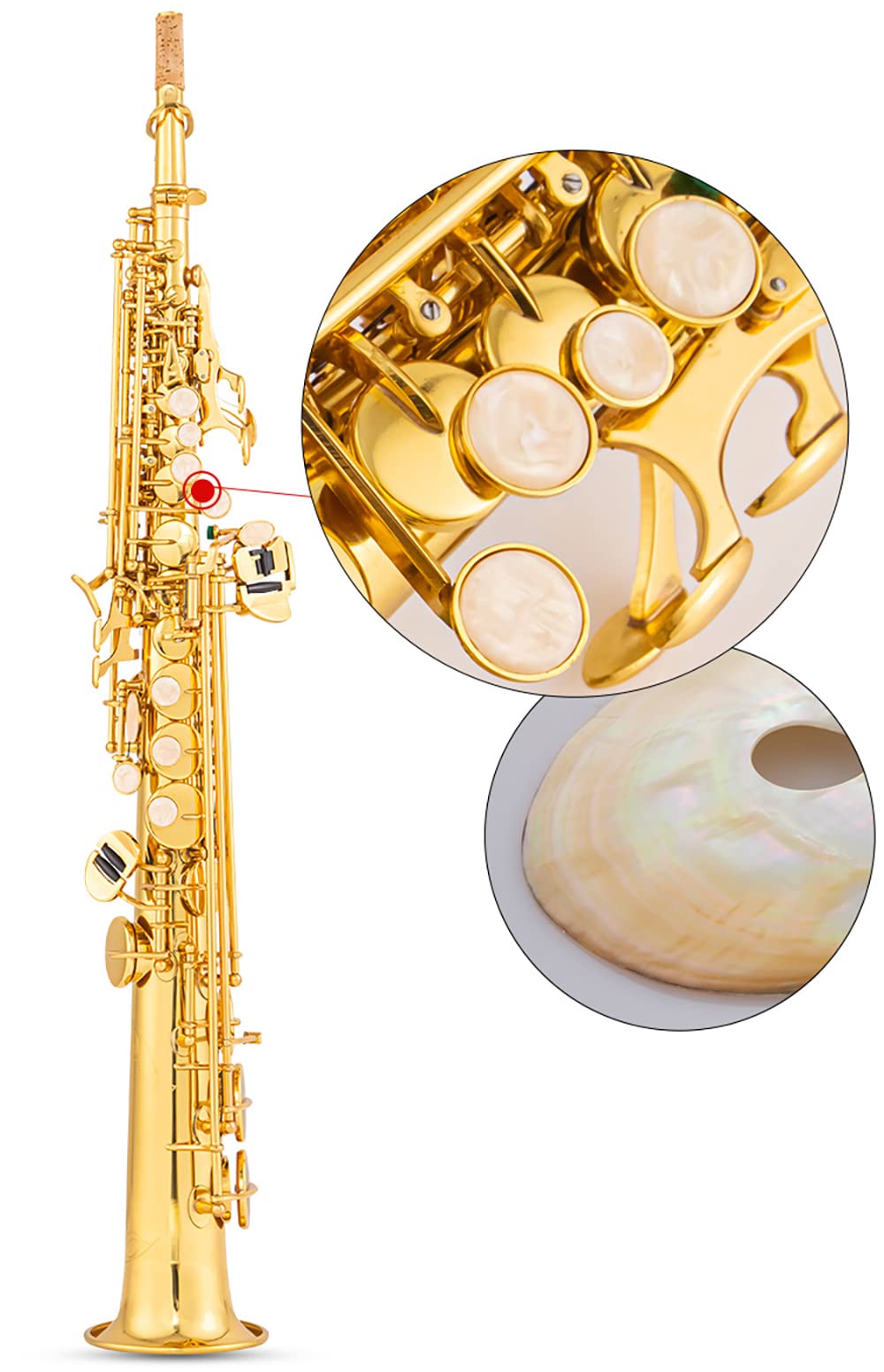 Soprano Saxophone SAX Bb Brass Lacquered Gold Body and Keys Woodwind instruments (gold)