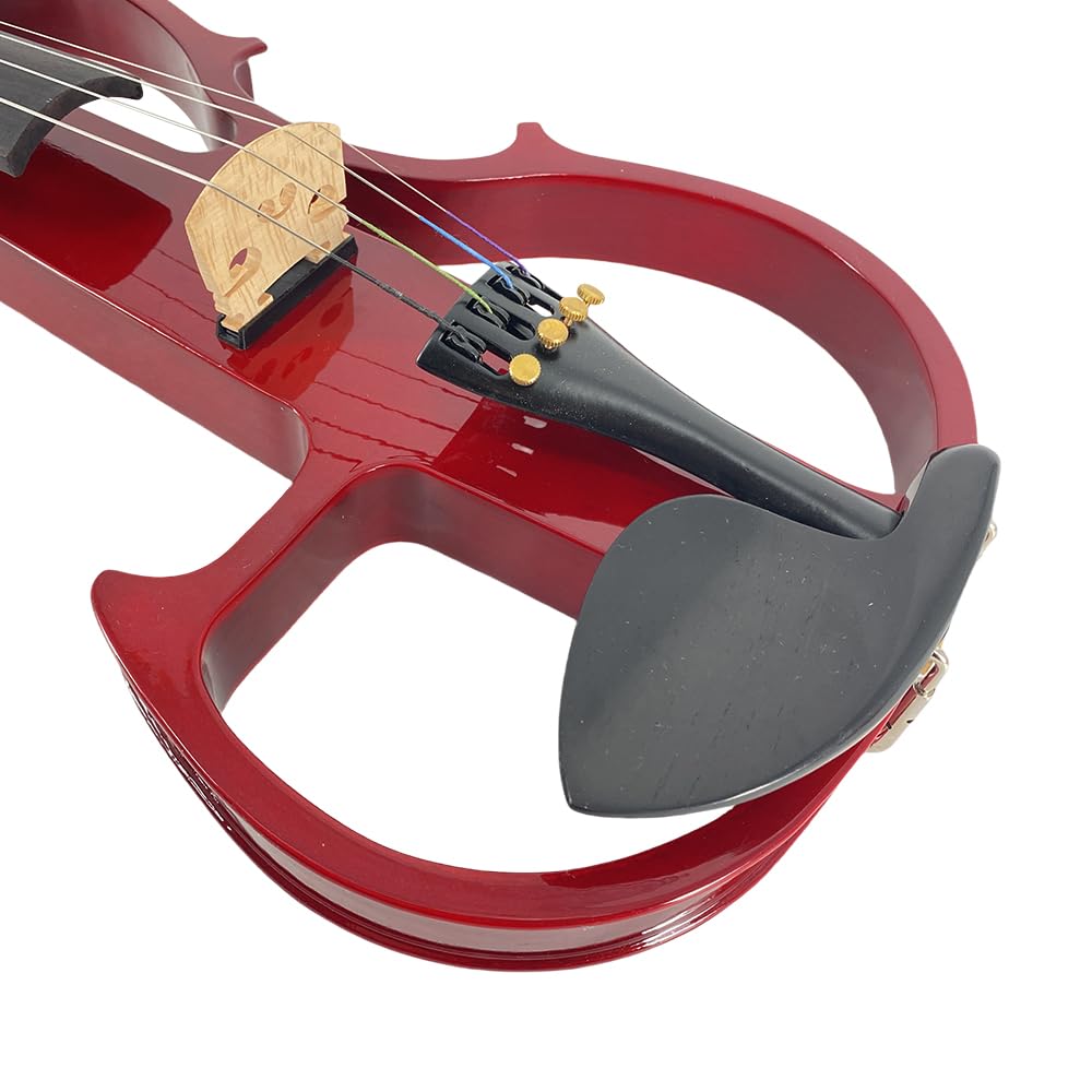 Vetimobato 16 Inch Silent Electric Viola Set- Solidwood Body with Ebony Fittings Metallic Coating Full Viola Set for Beginner Practice Professional Performance and Studio Recording (Blue, 4 String)