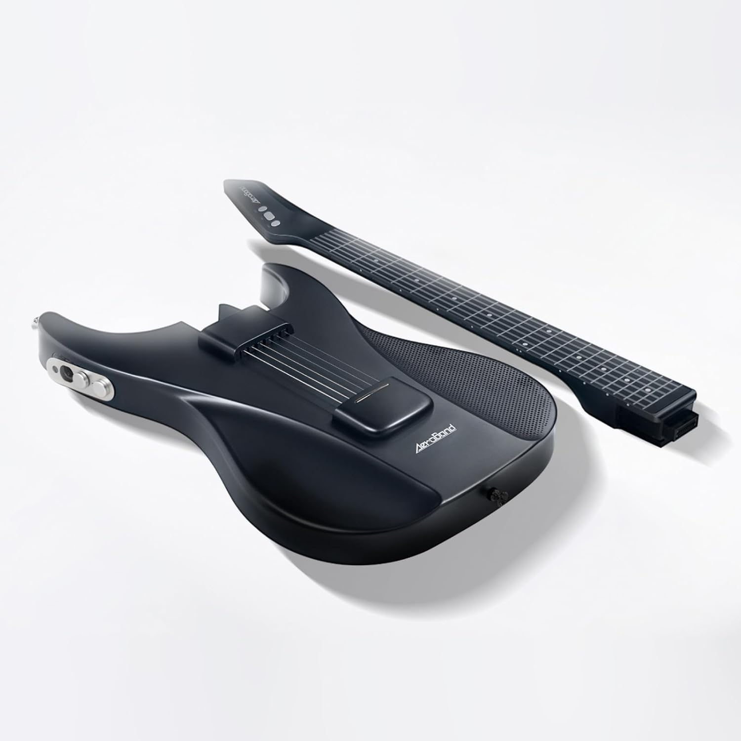 AeroBand Guitar Smart Guitar With Silicone Strings, Travel Silent Guitar With Detachable Fretboard, Headphone Jack, Built-in Speaker and Drum system, Aeroband APP Play, MIDI