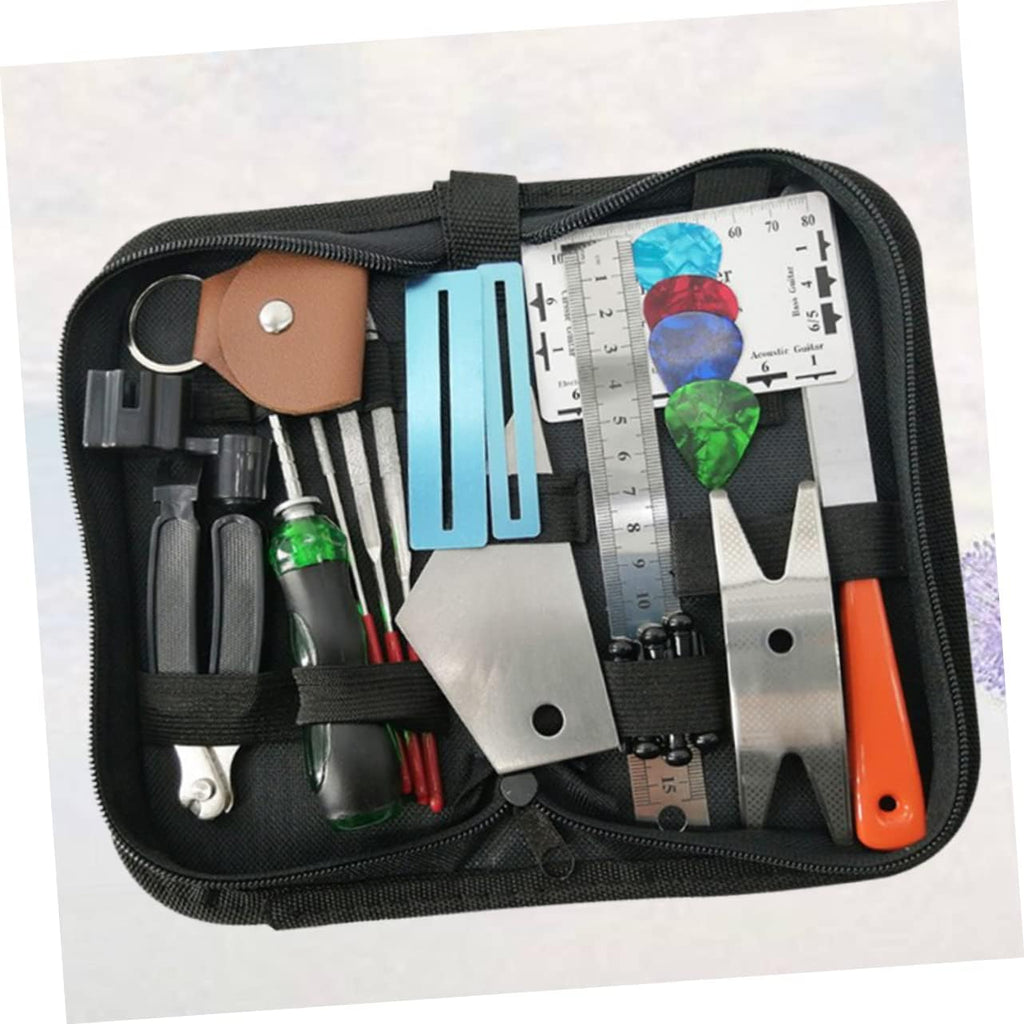 Guitar Maintenance Kit 24pcs Tool Set Guitar Repair Tools String Gauge Action Ruler Guard Fret Files
