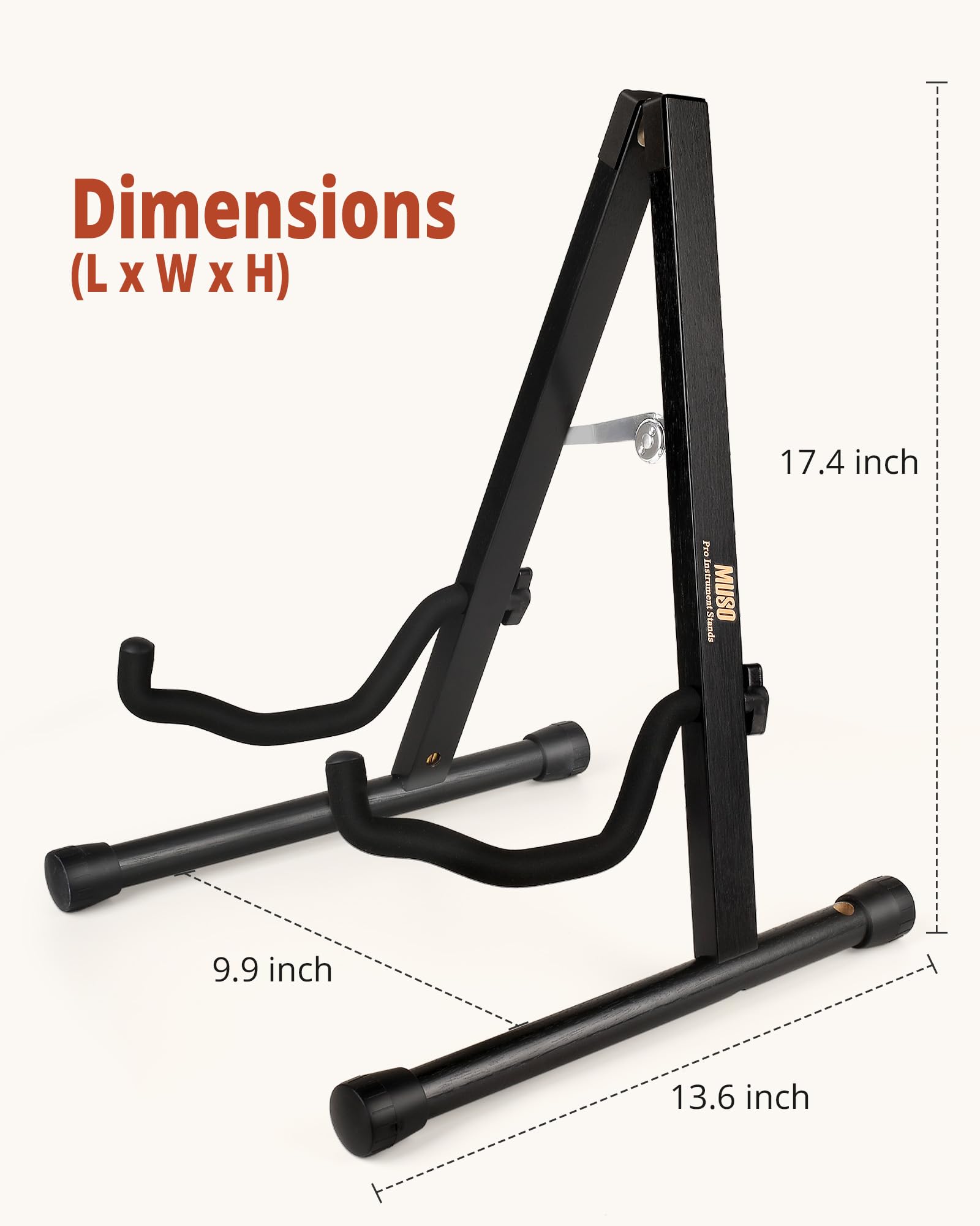 MUSO Cello Stand with Bow Holder,A-Frame Floor Stand with Padded Foam, Handcrafted Cello Rack Fits 1/2, 3/4, 7/8, 4/4 Full-Size and Guitar, Instrument Holder for Home and Studio Display