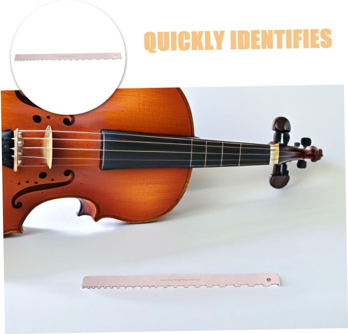 PRETYZOOM 2pcs Notched Guitar Neck Straight Edge Ruler Stainless Steel Luthier Measuring Tool for Electric Guitar and Bass Fretboard Setup String Action Gauge