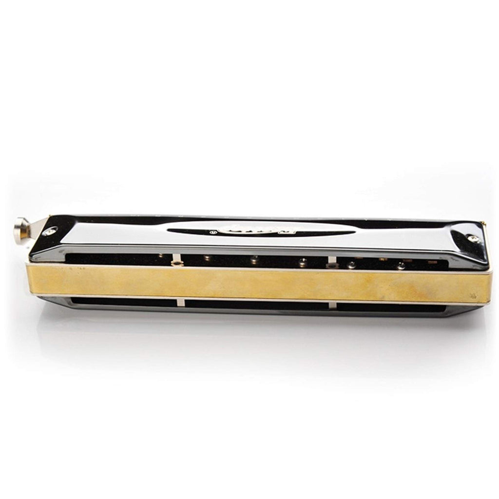 Professional 16 Holes 64 Tone Chromatic Harmonica Mouth Organ Blues Harp Music Instrumentos Key C Musical Instruments (Color : Black ABS Comb)