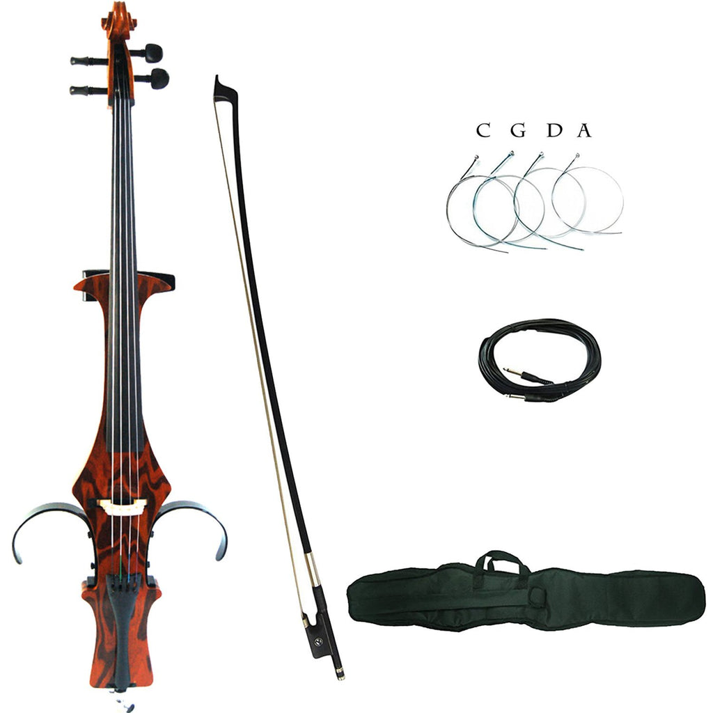 Aliyes Handmade Professional Solid Wood Electric Cello 4/4 Full Size Silent Electric Cello-Wood Grain