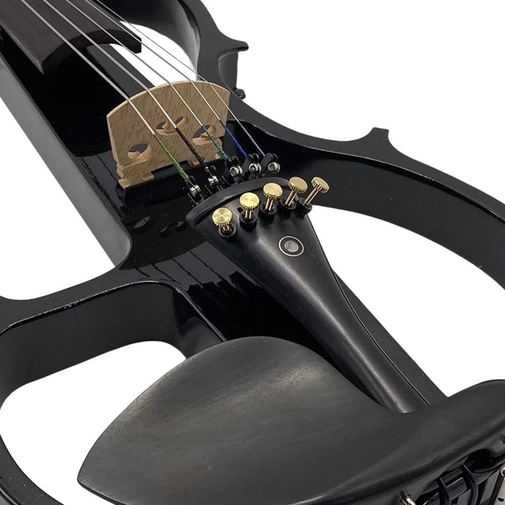 Vetimobato 16 Inch Silent Electric Viola Set- Solidwood Body with Ebony Fittings Metallic Coating Full Viola Set for Beginner Practice Professional Performance and Studio Recording (Blue, 4 String)