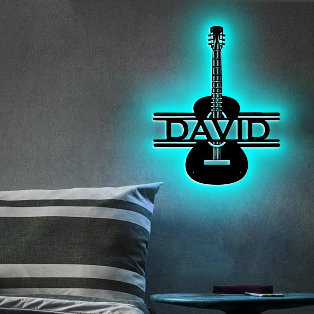 Personalzied Guitarist Name Wall Sign LED Lights Custom Cello Wall Art Music Neon Sign Electric Guitar Night Light Rock DJ LED Lamp Music Studio Plaque Musical Shed Name Plaque for Teacher