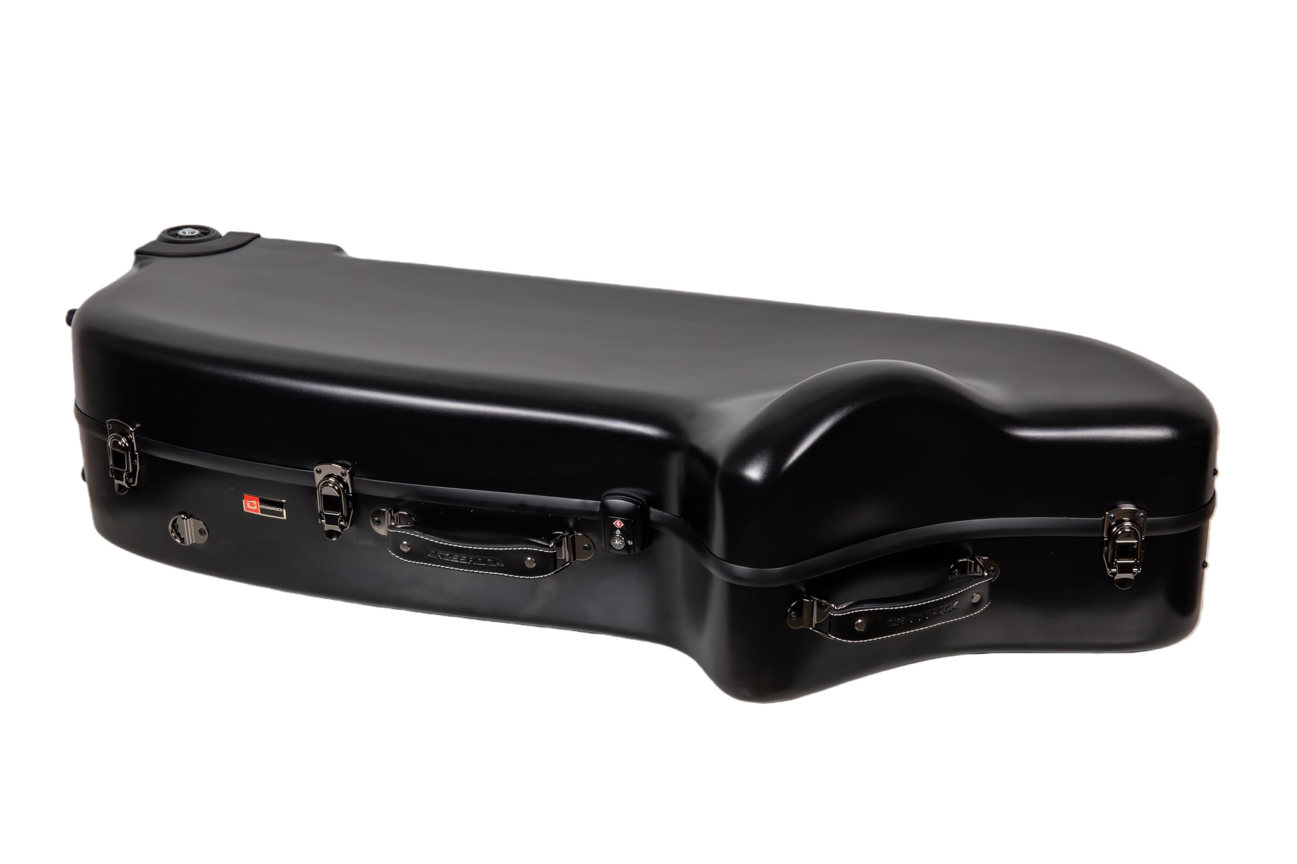 Crossrock Low A Baritone Saxophone Case with Wheels | Polycarbonate Hard Shell, TSA Lock, Anti-Scratch Finish, Neck & Mouthpiece Storage–Black (CRF4050BSBK)