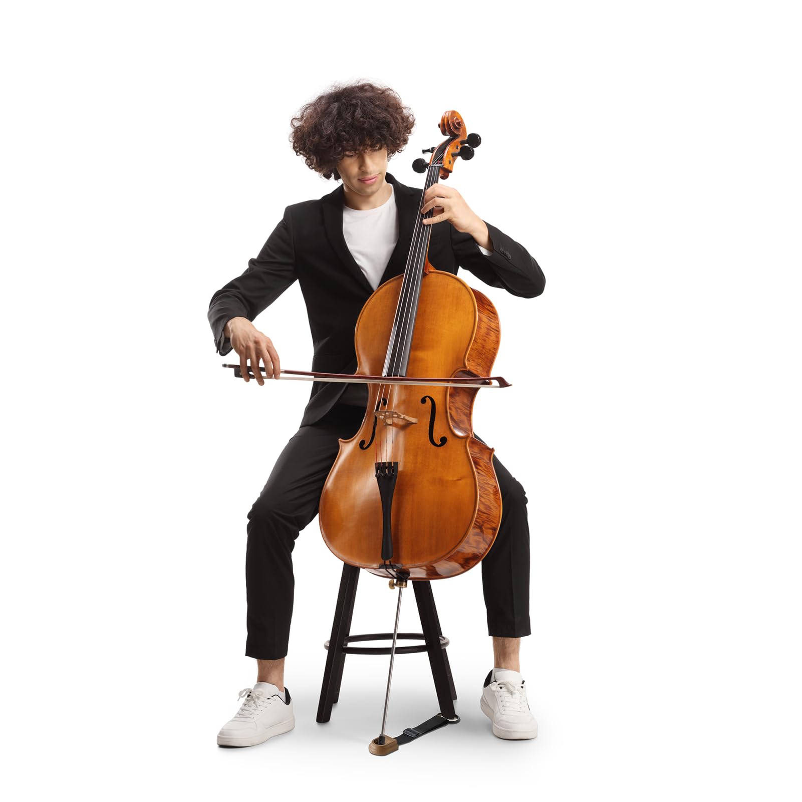 Adjustable Cello Endpin Anchor Non-slip with O-ring Stopper Stand Thick Pad Antiskid Sponge for Cellist Practice Performanc, Stopper Rest Holder Stand Antiskid Device Adjustable Strap (Wooden)