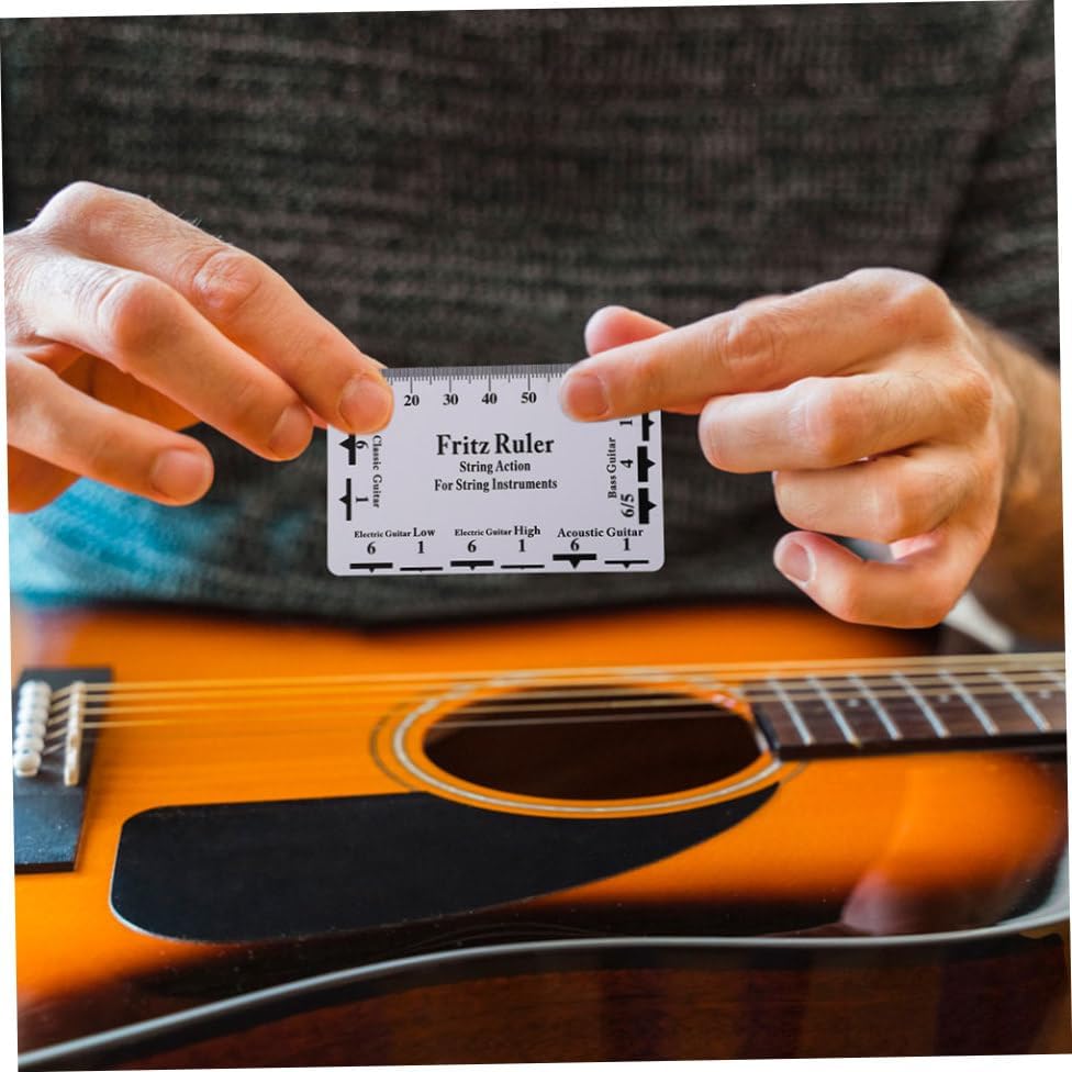 Beaupretty 2Sets Guitar Measuring Ruler Fretboard Tool String Action Gauge Height Ruler for Electric Guitars Includes Fret Rocker Cleaning Cloth