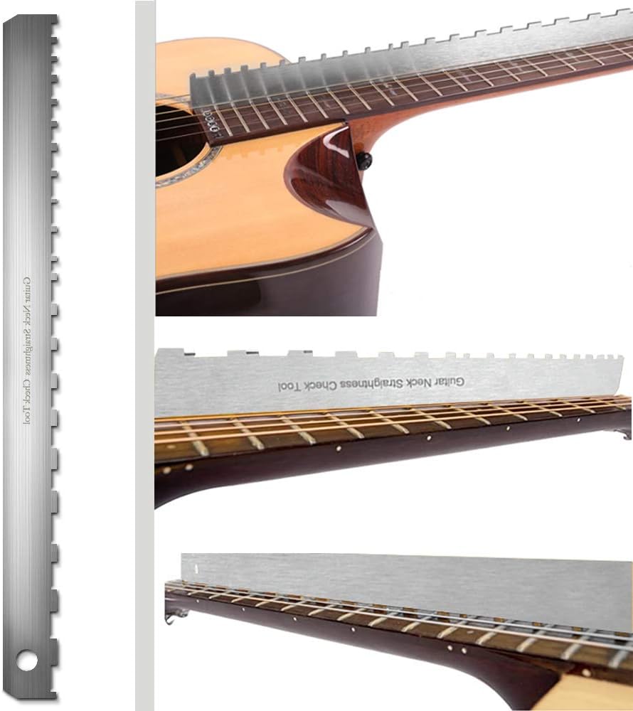 Guitar Neck Notched Straight Edge Luthiers Tool, String Action Gauge Ruler