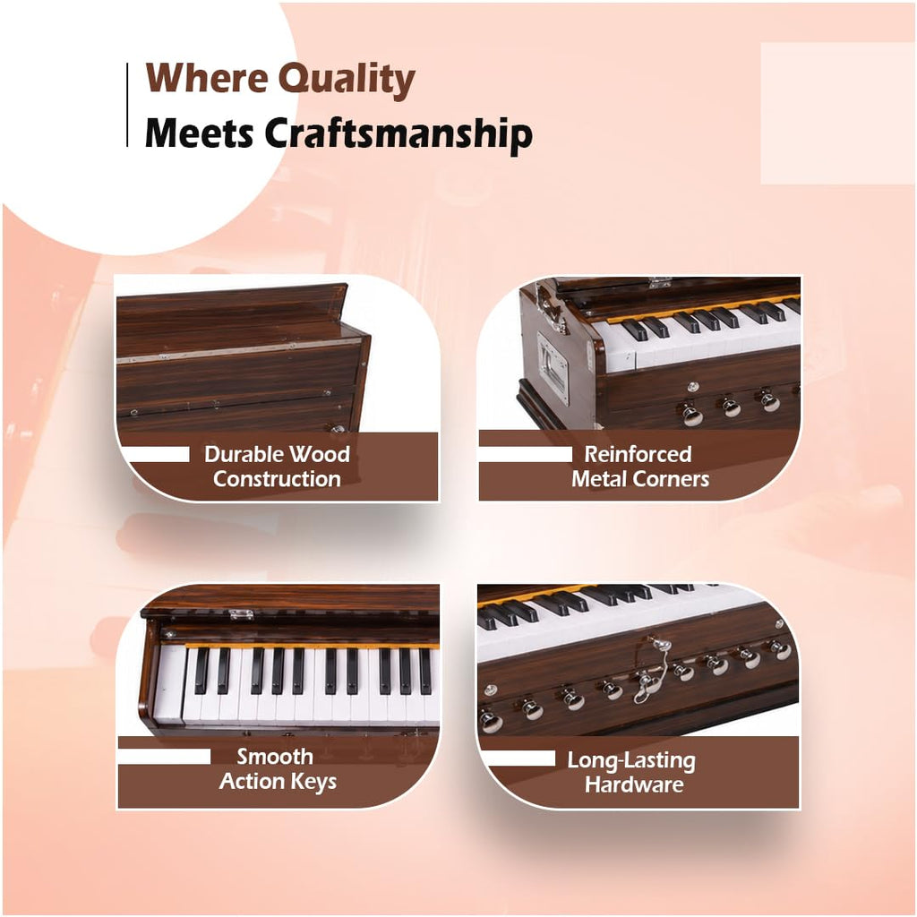 VRINDAVANBAZAAR.COM Standard Quality Harmonium, Comes with a Bag -Vrindavan Bazaar (Standard Quality)