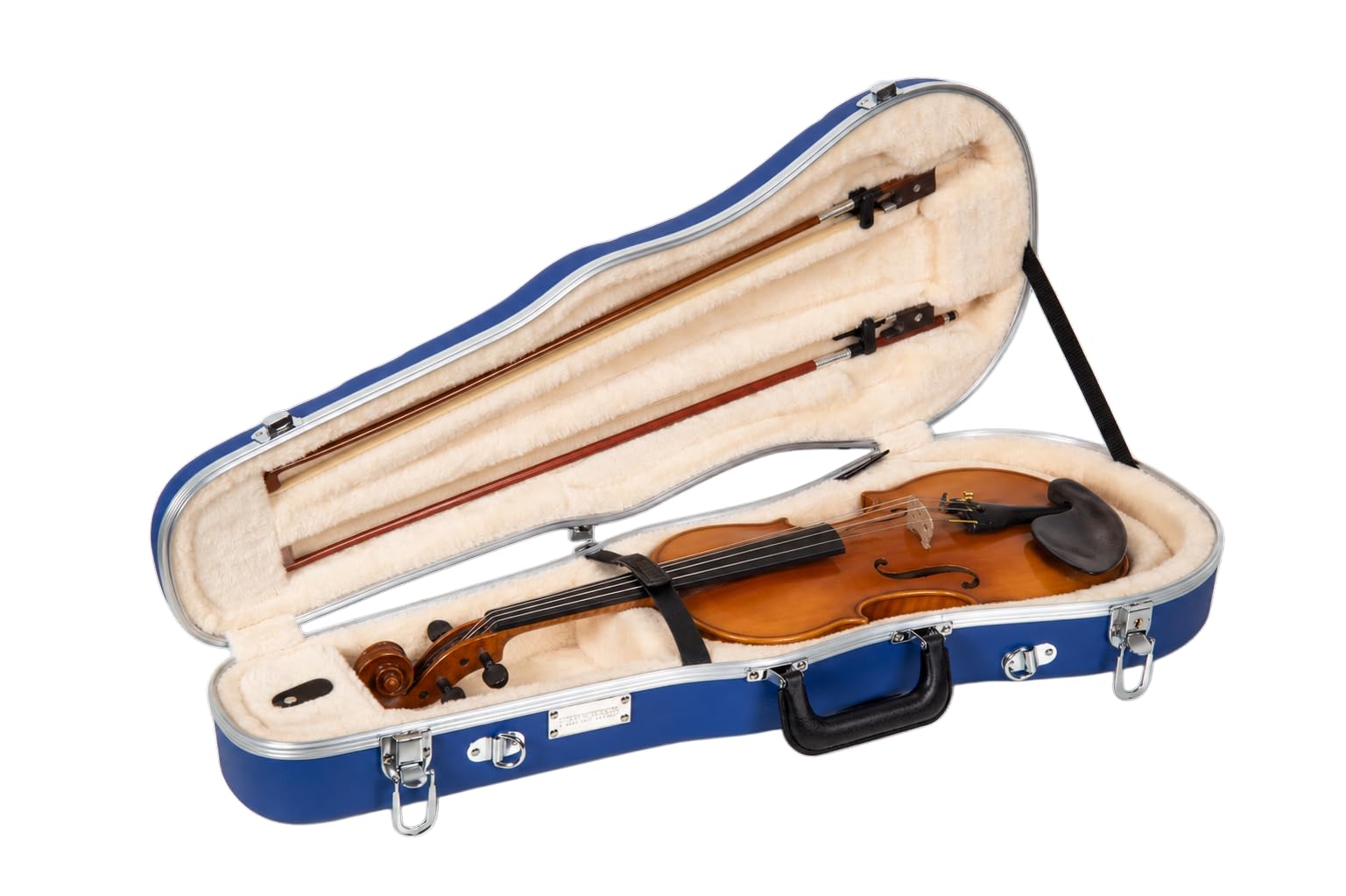 Crossrock Shaped Violin Case for 4/4 Full-Size Violin | Interior Accessory Compartment, 2 Bow Holders, Security Lock, Detachable Shoulder Straps - Black (CRA880VFBK)