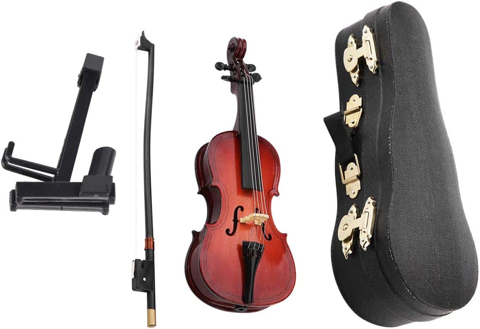 Miniature Cello, 5.5in Mini Cello Model with Stand Wooden Musical Instrument Model Hobby Collectibles Home Ornaments