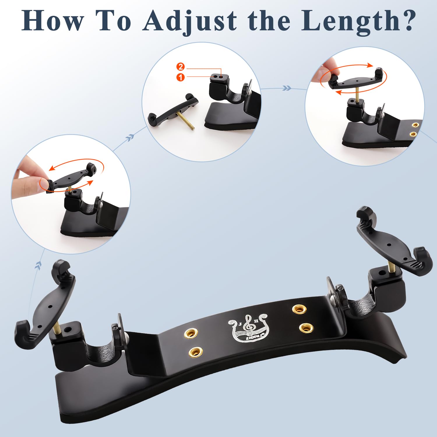 SUEWIO Violin Shoulder Rest for 4/4 Size, Premium Aluminum Alloy Violin Shoulder Rest with Thicken Comfortable Foam Pad & Height Adjustable Feet