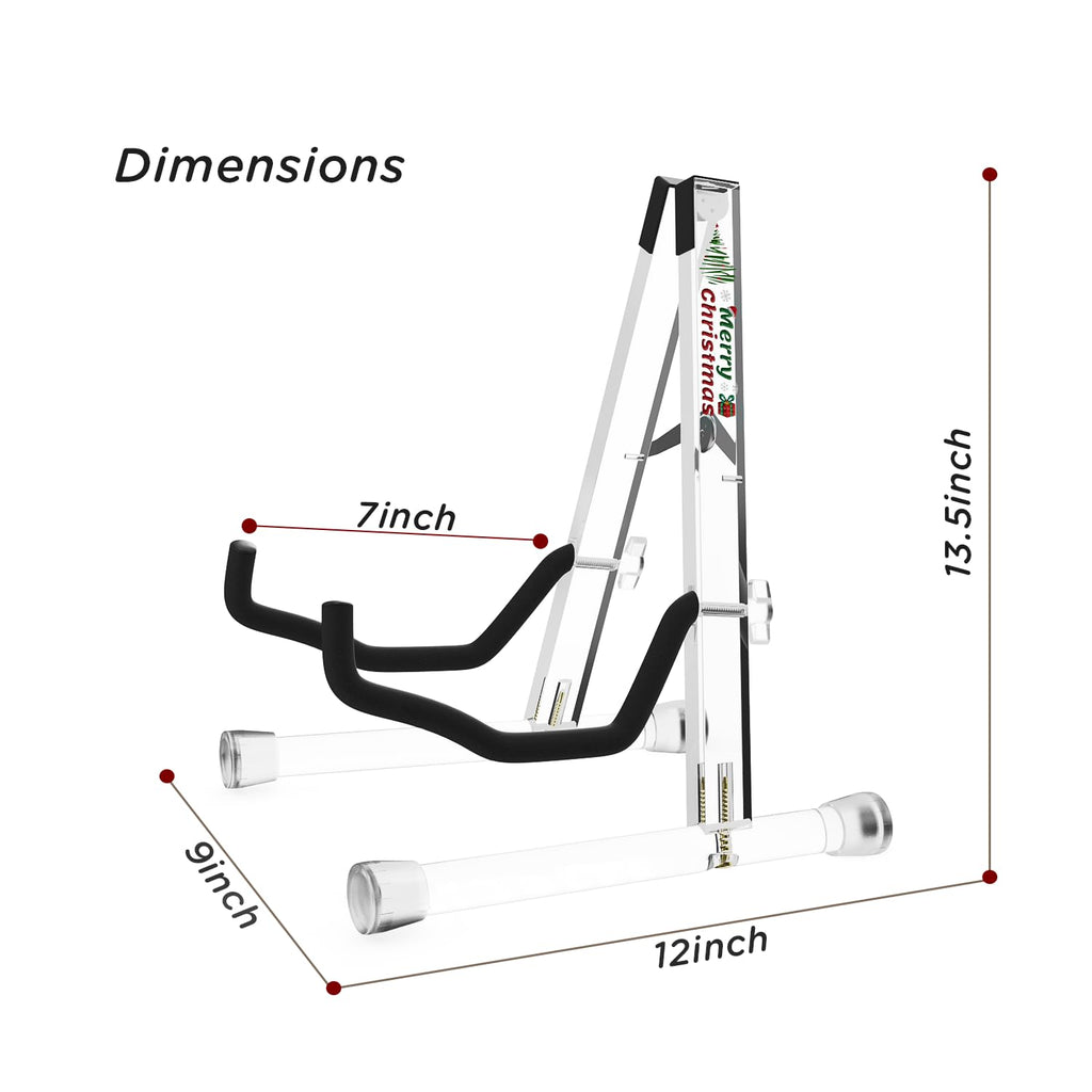 DIDA Guitar Stand, Acrylic Transparent Guitar Stand for Acoustic Guitar, Electric Guitar, Cello, Guitar Holder, Single Guitar Stand, Guitar Accessories (Merry Christmas, Electric Guitar/Cello/Bass)