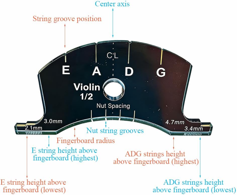 Multifunctional Violin Bridge Repair Reference Tool, Violin Bridge Shaping & String Spacing Gauge (4/4)