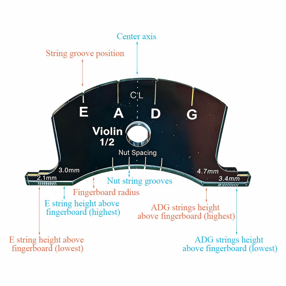 Multifunctional Violin Bridge Repair Reference Tool, Violin Bridge Shaping & String Spacing Gauge (4/4)