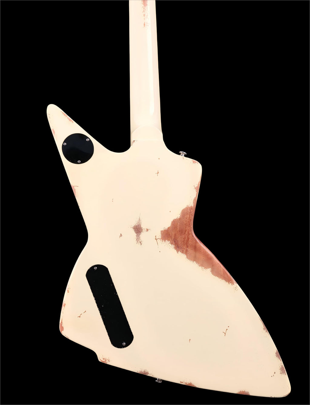 KGD Relic Electric Guitar-6-String Heavy Metal Guitar with Bone Nut, Professional Electric Guitar for Adults(Black&White)