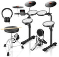 HAMPBACK MK-0 Electric Drum Set with 7'' Quiet Mesh Drum Pads, 8'' Full Rubber Cymbals, 12 Kits and 68 Authentic Sounds, USB MIDI, Throne, Sticks, Headphone, 2 Switch Pedals for Beginners & Kids