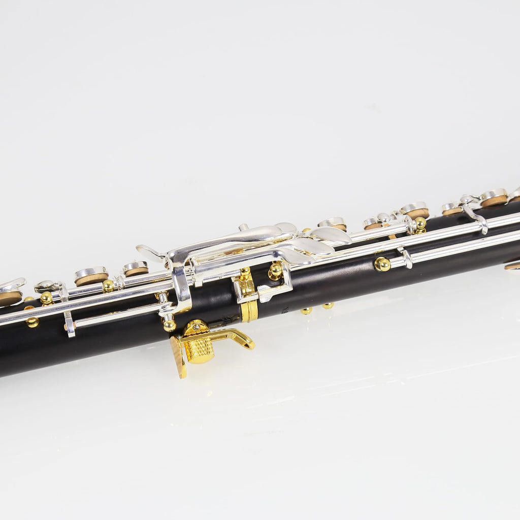 Oboe Professional Performance Level Redwood Body Silver Plated Semi Automatic C Tone with Reeds, Cleaning Cloth, Oboe Swab, Powder Paper, Absorbing Paper, Thumb Rest, Screwdriver, Gloves, Case